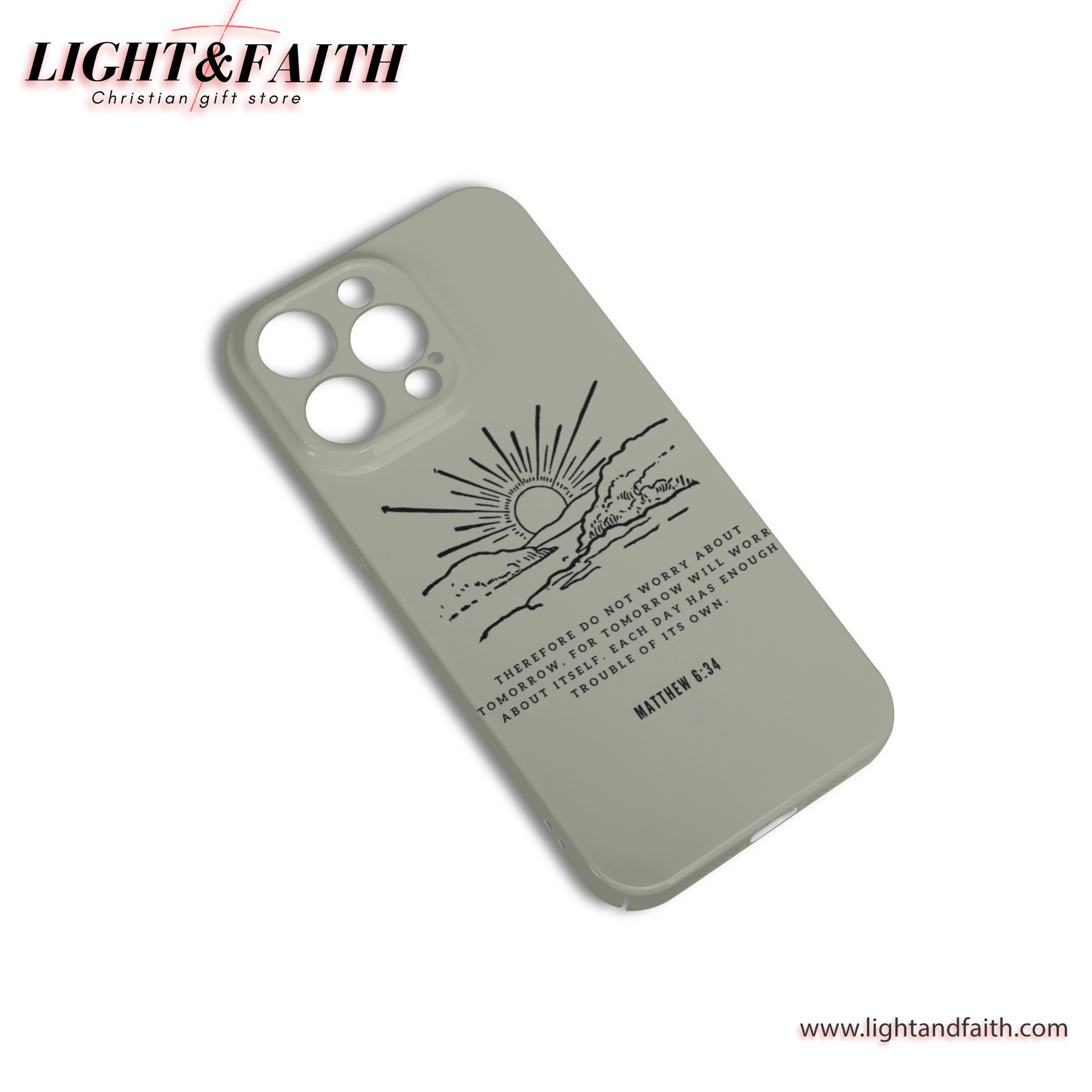 Do Not Worry Christian Phone Case – Scripture from Matthew 6:34 with Sunrise Art, Christian Phone Case, Bible Verse Phone Case, Religious Gift, PCLAF51